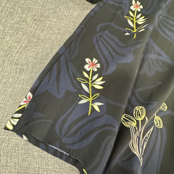 Ann Taylor LOFT Floral Dress Long Sleeve Blue Black Sz 4 Business‎ Work Event - Picture 14 of 15